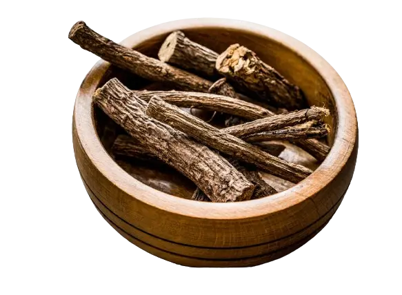 Bunch of Yastimadhu (Mulethi) sticks in a bowl